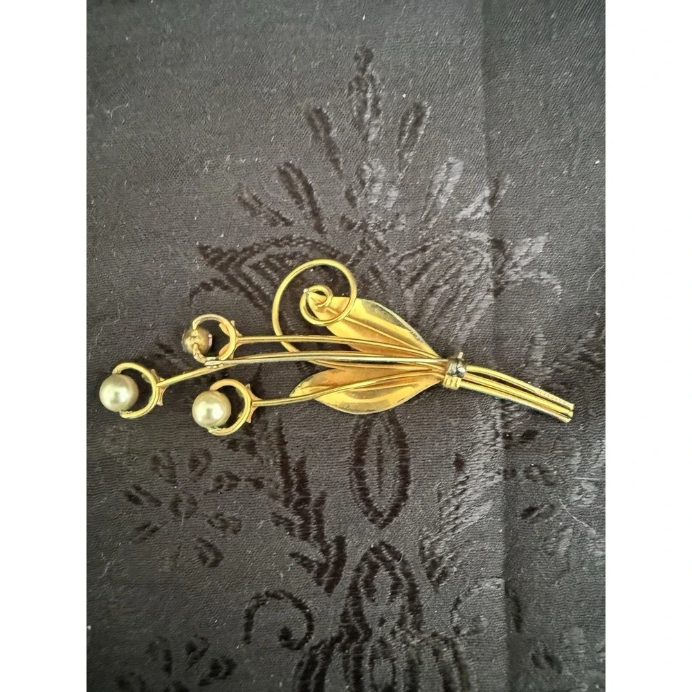 Mid Century Botanical Spray Brooch
